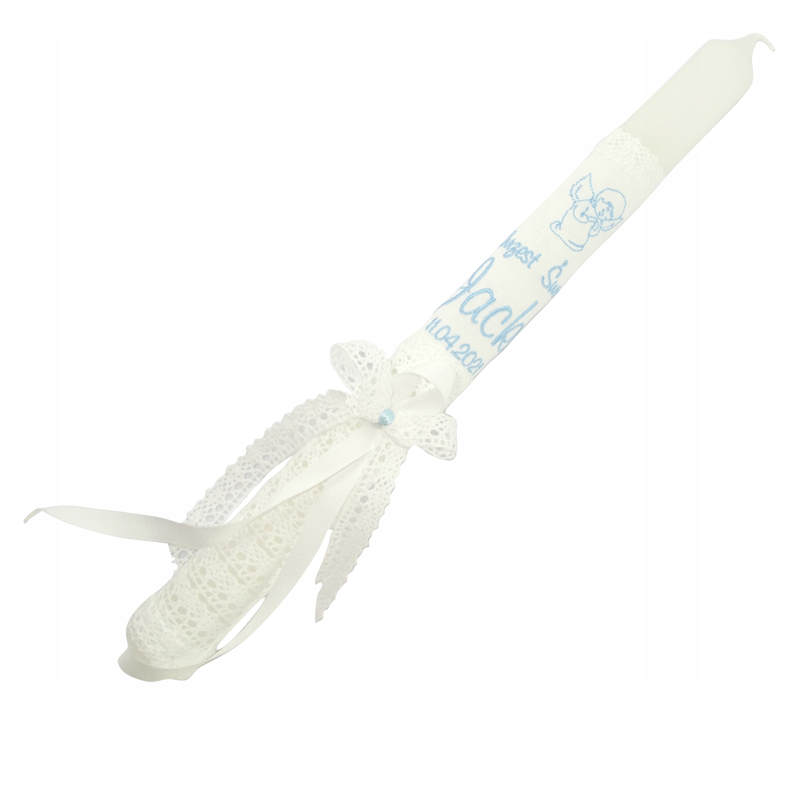 

Świeca Do Chrztu Na Chrzest Handmade Bawełna Haft
