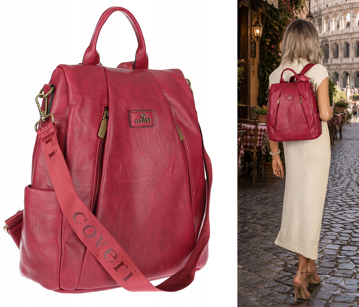 Batoh 2v1 shopper kabelka velká prostorná přes rameno CS1291 Červená