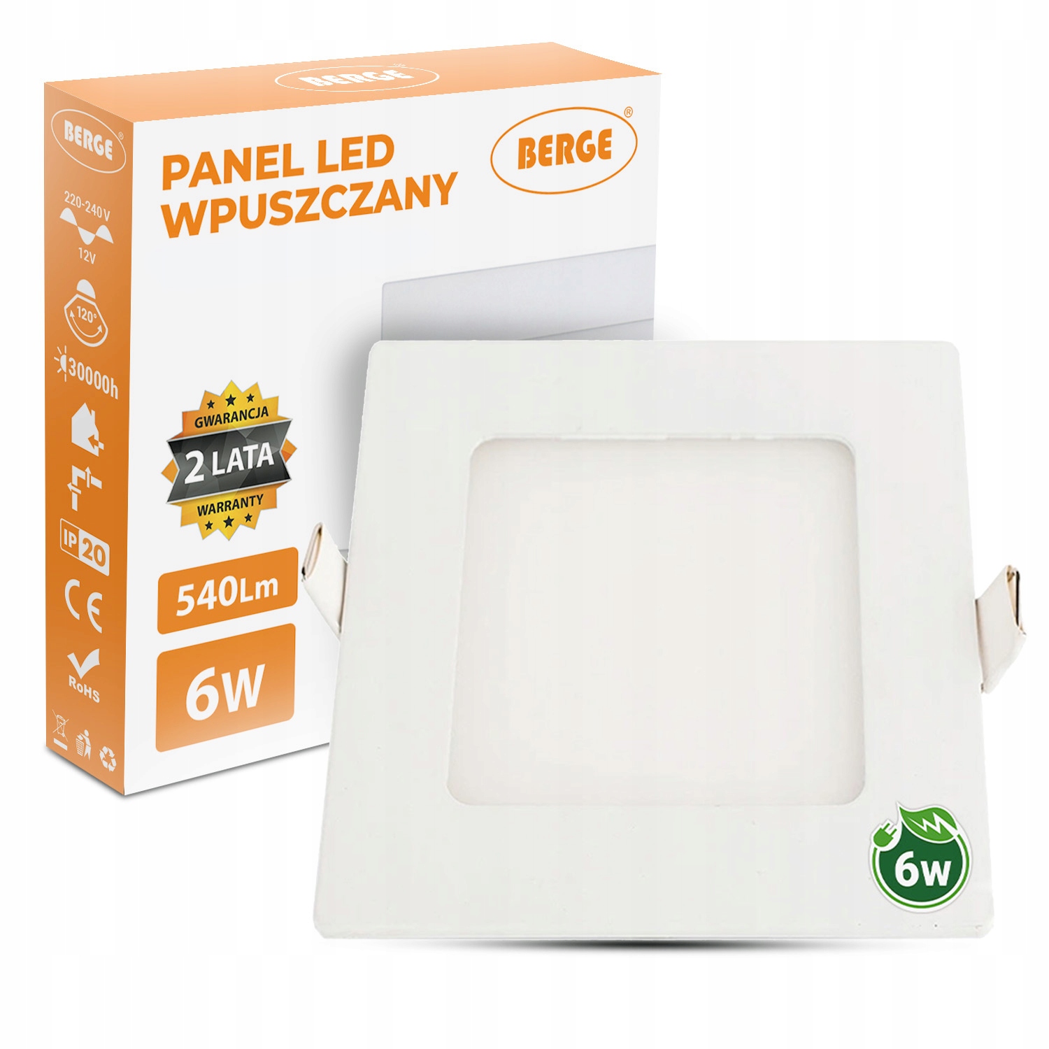 

Panel Led plafon kwadrat wpuszczany 6W CCD 3 Barwy