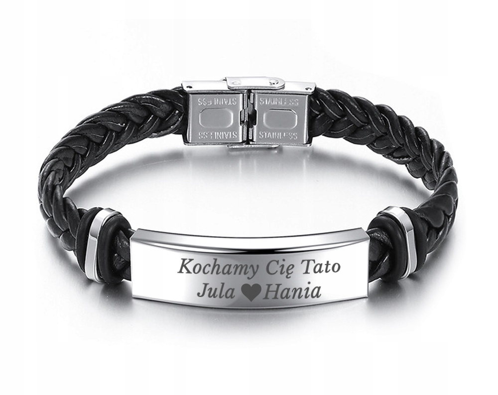 MĘSKA STALOWA BRANSOLETKA STAL 316L Z GRAWEREM