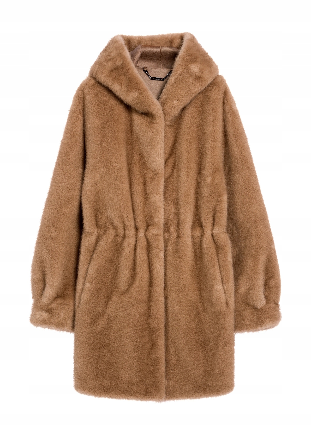 Dámský béžový kožešina s kapucí Ochnik FUTDP-0062-81(Z25) velikost XL