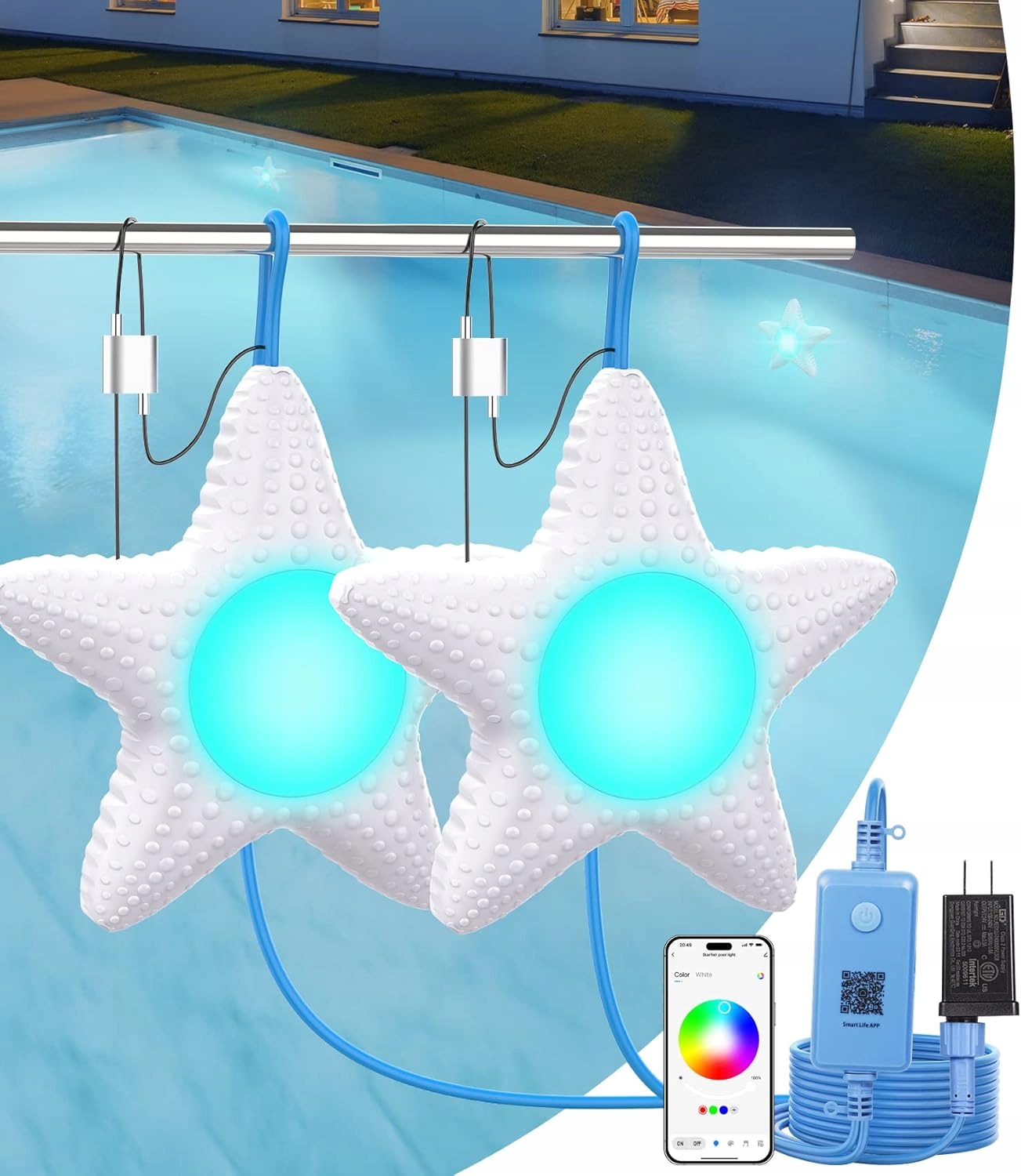 Vodotesné Led bazénové lampy IP68 2v1 pre nadzemné bazény