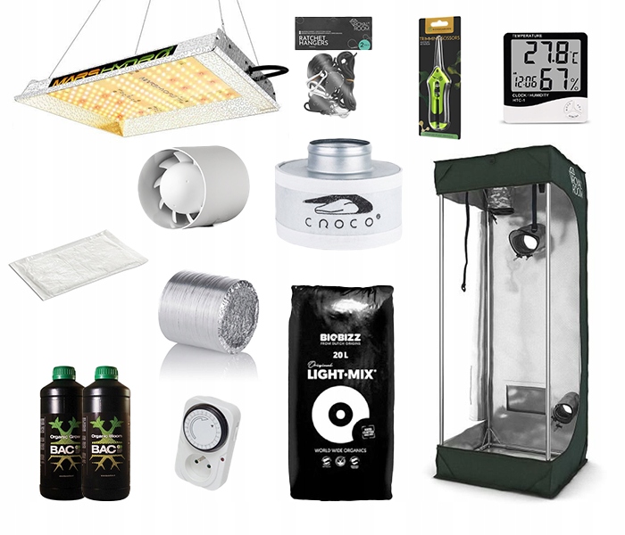 

Growbox Zestaw namiot 40x40x120 Led lampa 100W