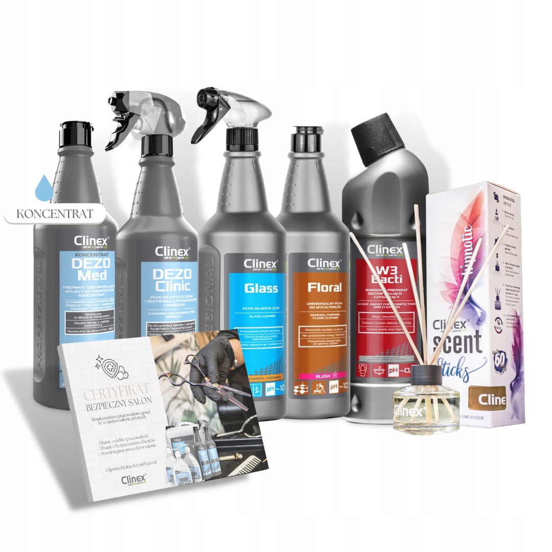 Zestaw Clinex Salon fryzjerski dezynfekcja, mycie powierzchni Odświeżacz
