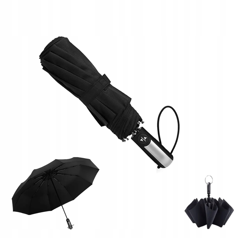 UMBRELLA STORM-PROOF,POCKET UMBRELLA WITH AUTOMATIC OPEN-CLOSE BLACK 105CM