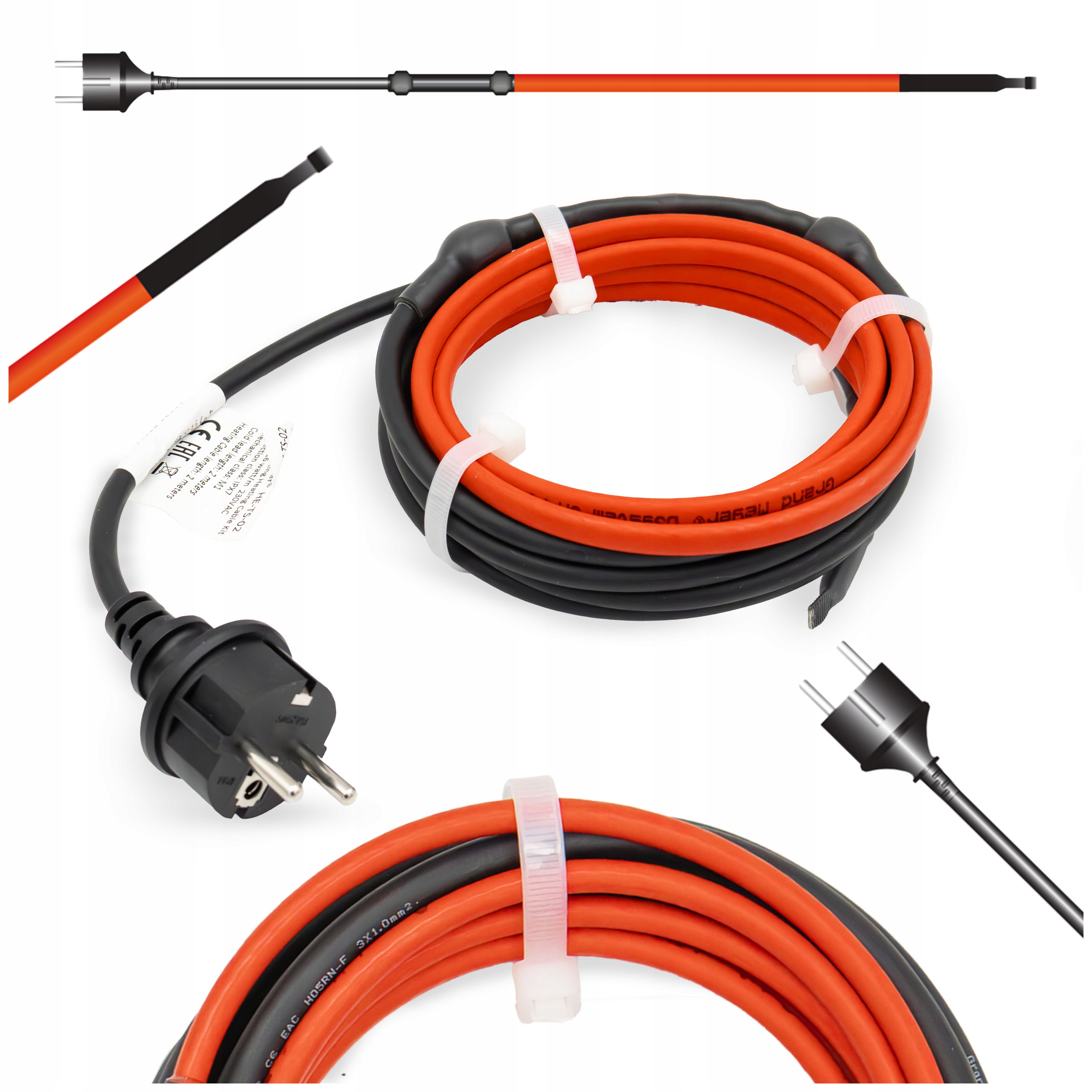 Kabel Grzewczy Grzejny Przewód Ogrzewanie Instalacji 230V 16Wm 15m Wtyczka