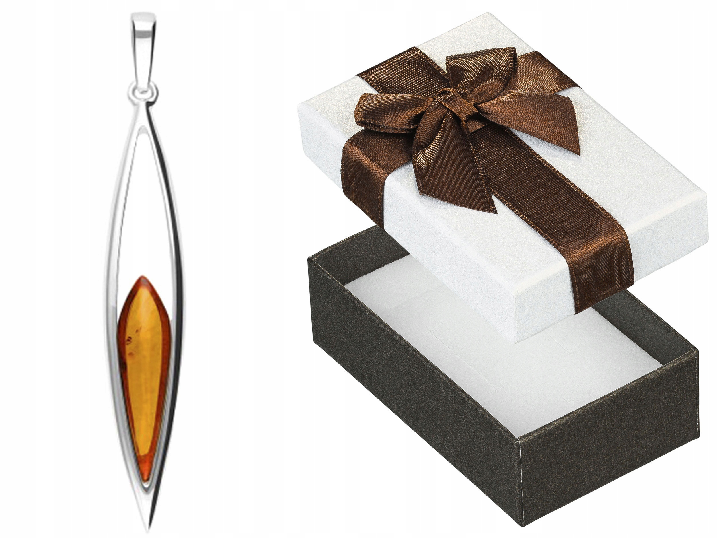 Přívěsek s jantarem Elegantní stříbrný dámský přívěsek Markýza