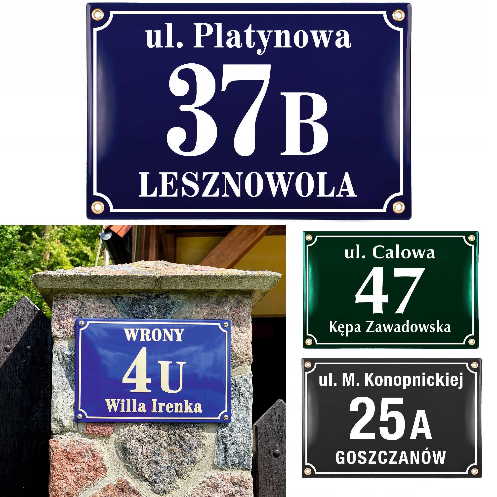 Adresní tabulka číslo domu 20x30 cm – smaltovaná kovová cedulka na dům