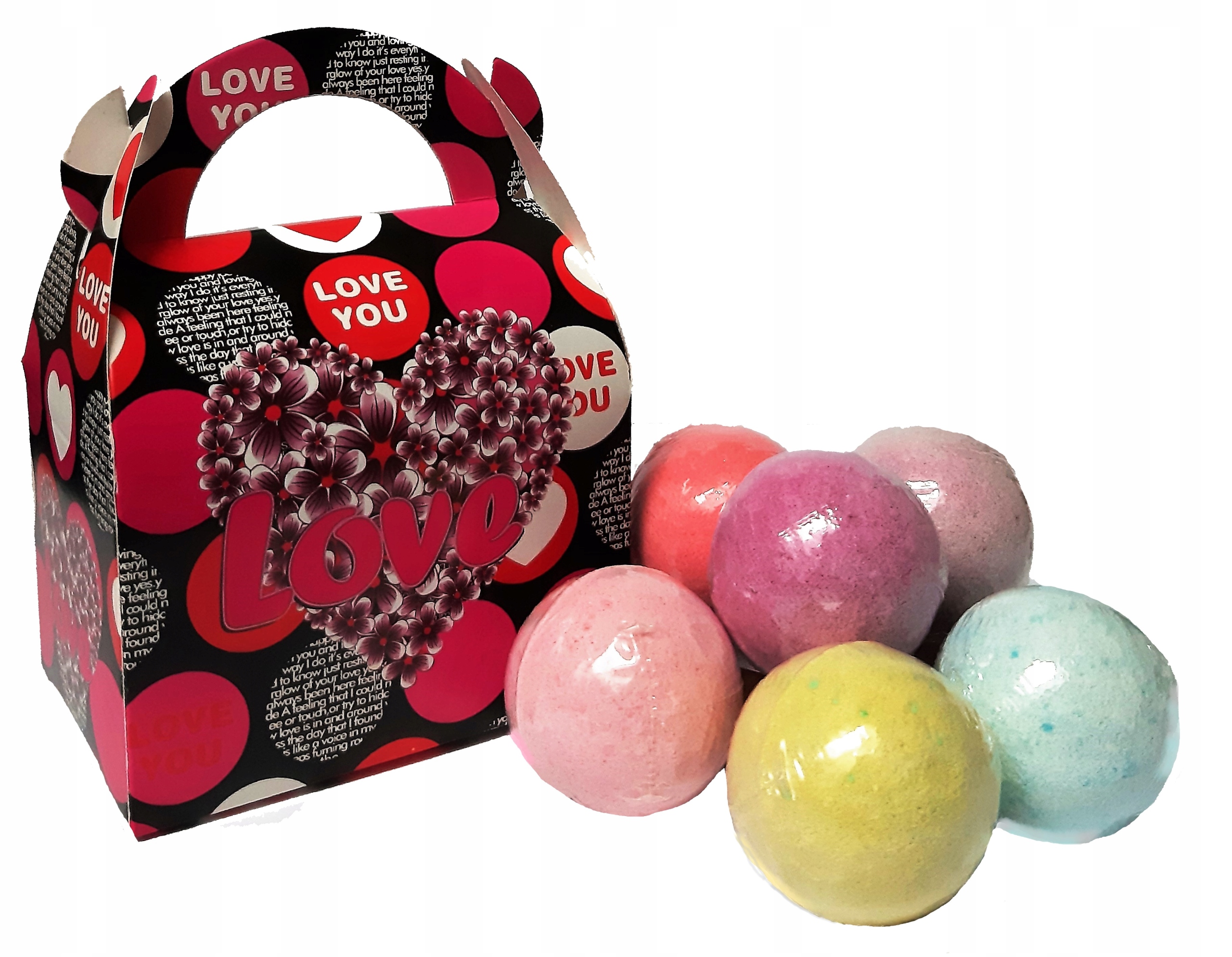 ZESTAW KULE DO KĄPIELI MIX ZAPACHÓW 6 szt LOVE Walentynki