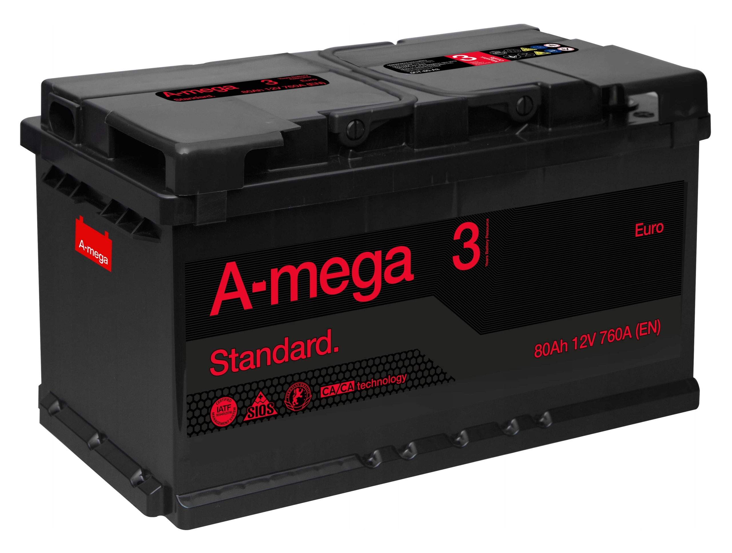 6CT-80-A3 - Аккумулятор AMEGA Standard M3 12V 80AH 760A