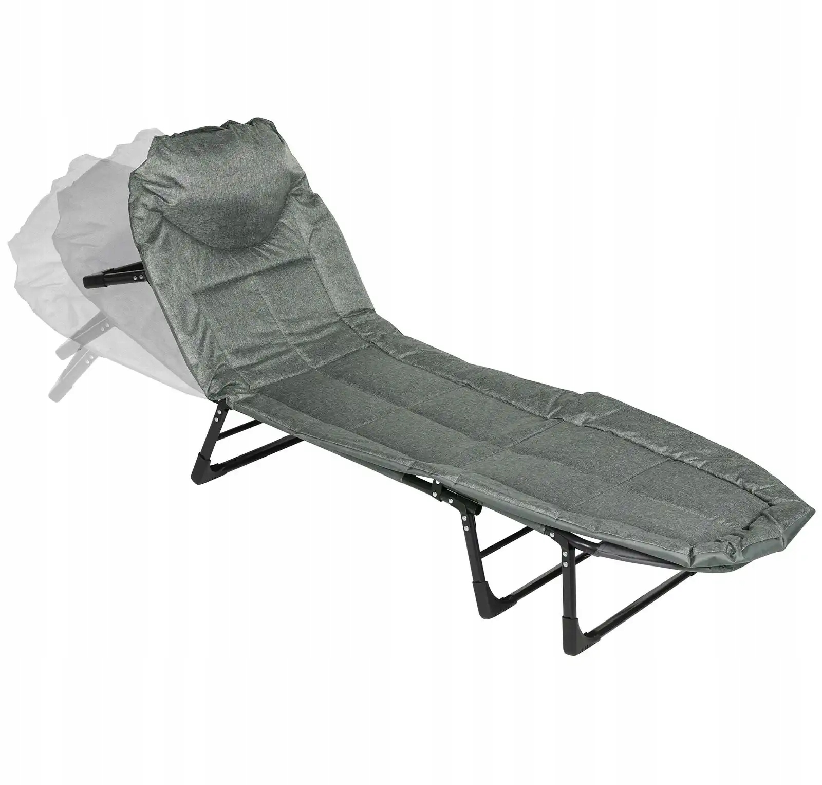 Łózko Turystyczne polowe Składane szare Leżak Ogrodowy tarasowy Leżanka