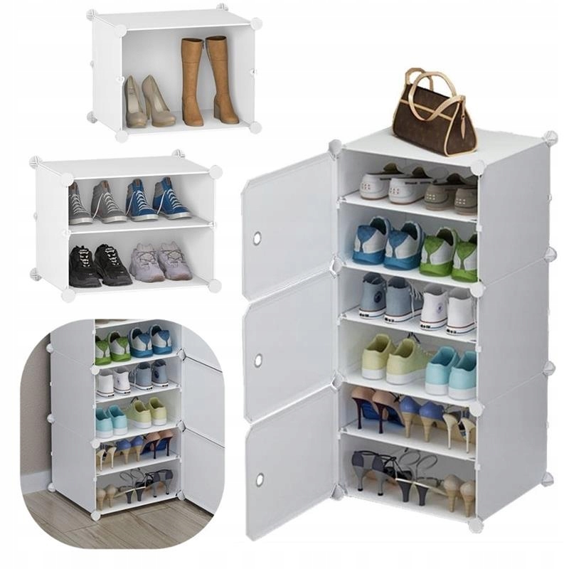 Skříň Modulární Šatní Skříň Bílá Oblečení Uzavřená Botník