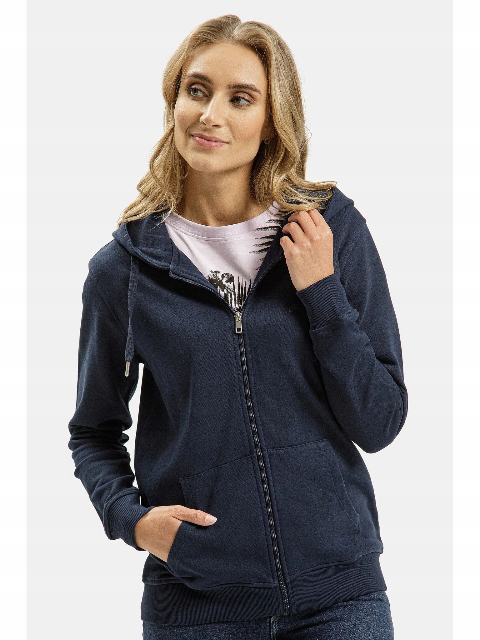 Bluza damska rozpinana z Kapturem Cross Jeans dresowa sportowa na zamek L