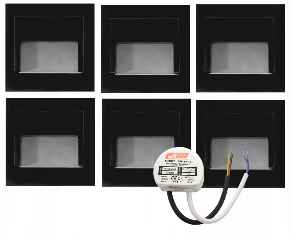 

Oświetlenie Schodowe Led 6szt +Zasilacz Komplet