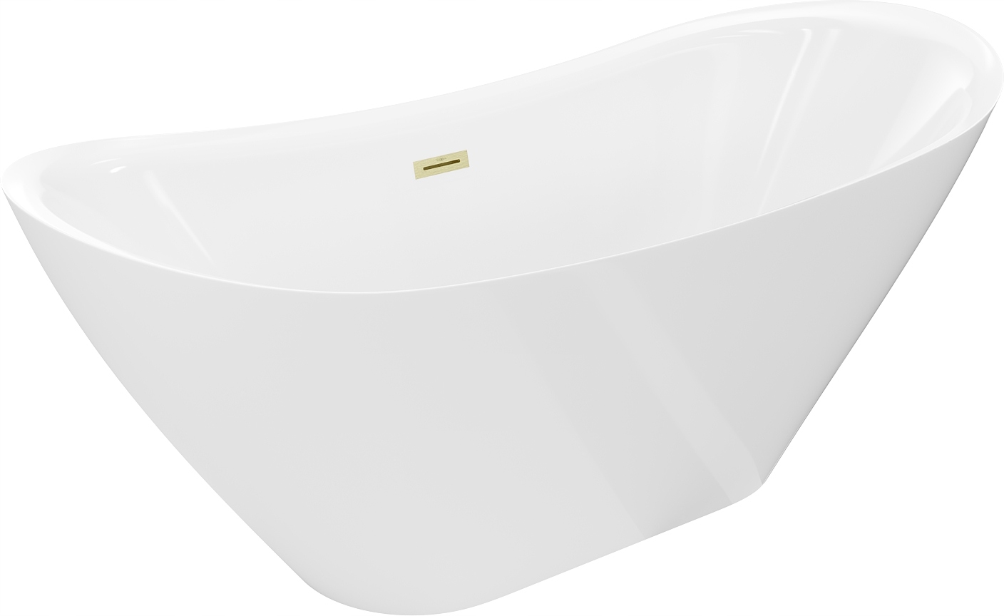 Mexen Lotos volně stojící vana 140 x 75 cm, bílá, přeliv zlatý kartáčovaný