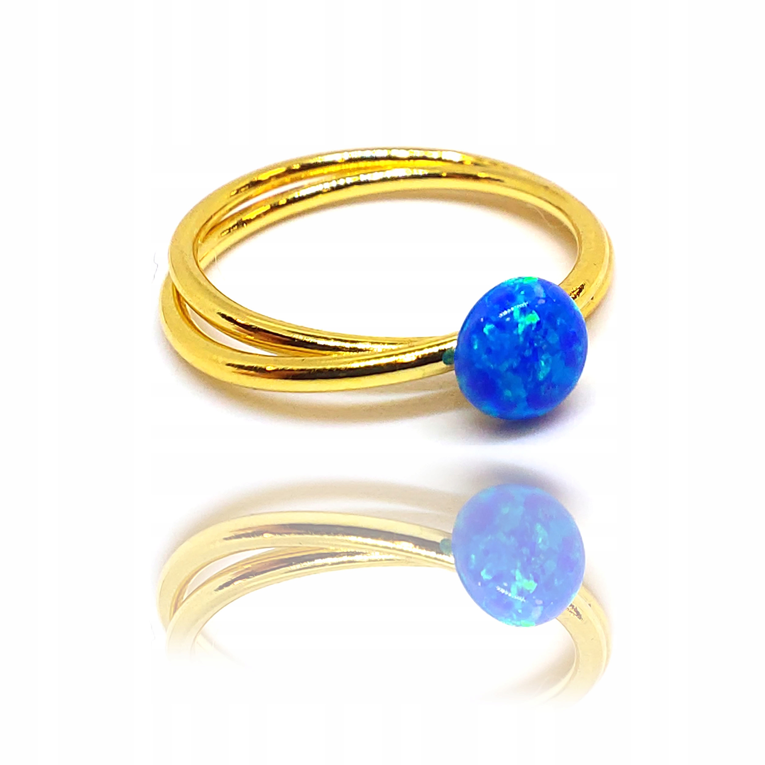 Stříbrný dvojitý prstýnek s modrým opálem