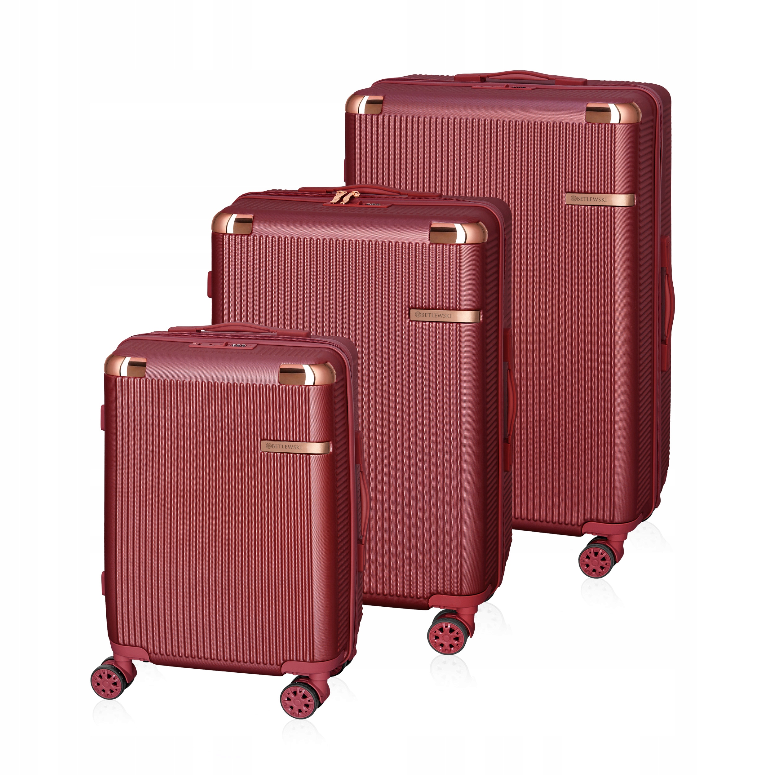 Betlewski Sada 3 cestovních kufrů na dovolenou pro celou rodinu, otočná kolečka