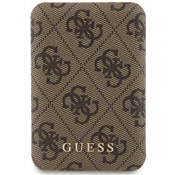 Indukční powerbanka Guess 4G Leather Metal Logo MagSafe 15W 5000mAh