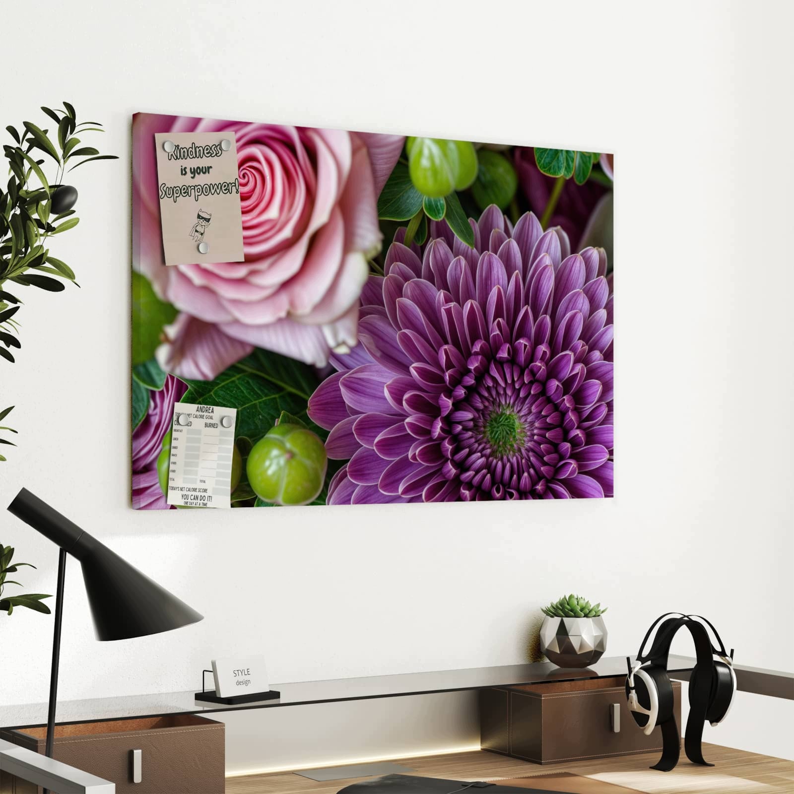 Magnetická tabule Jemné Kompozice květinová 60 × 40 cm