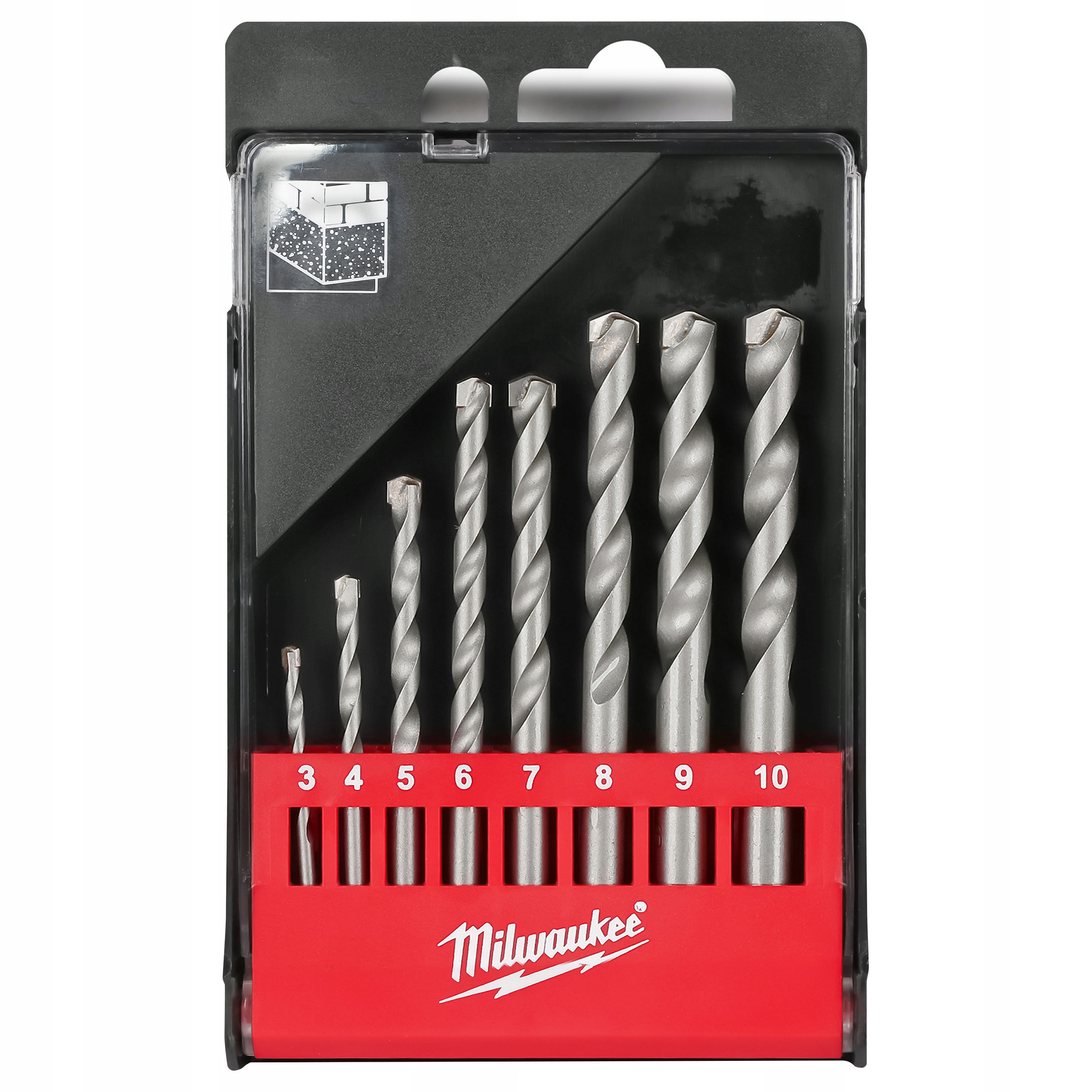 Zestaw wierteł do betonu 3-10 mm 8 elem. Milwaukee walcowe