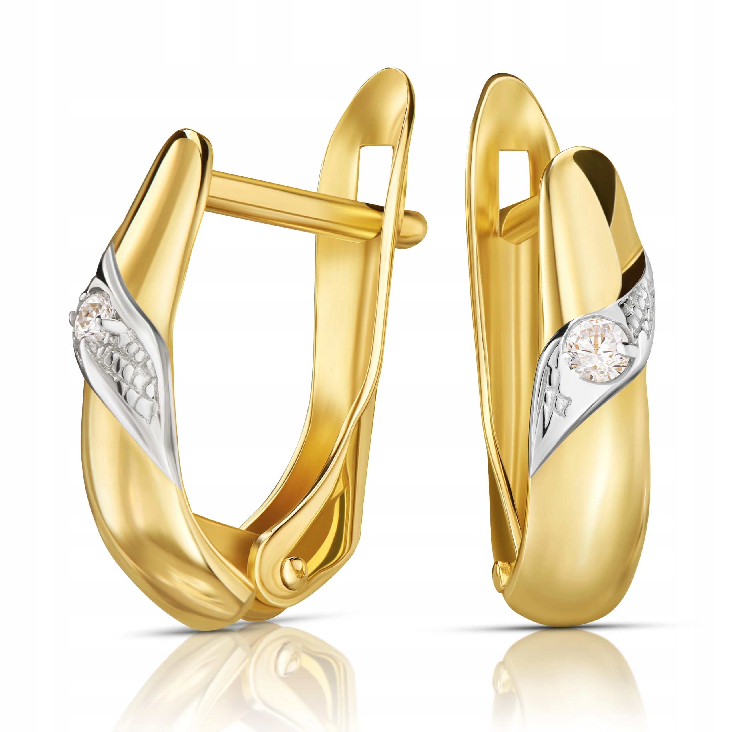 Náušnice Zapínání Anglické Zlato 585 Klasické S Kameny Zirkon