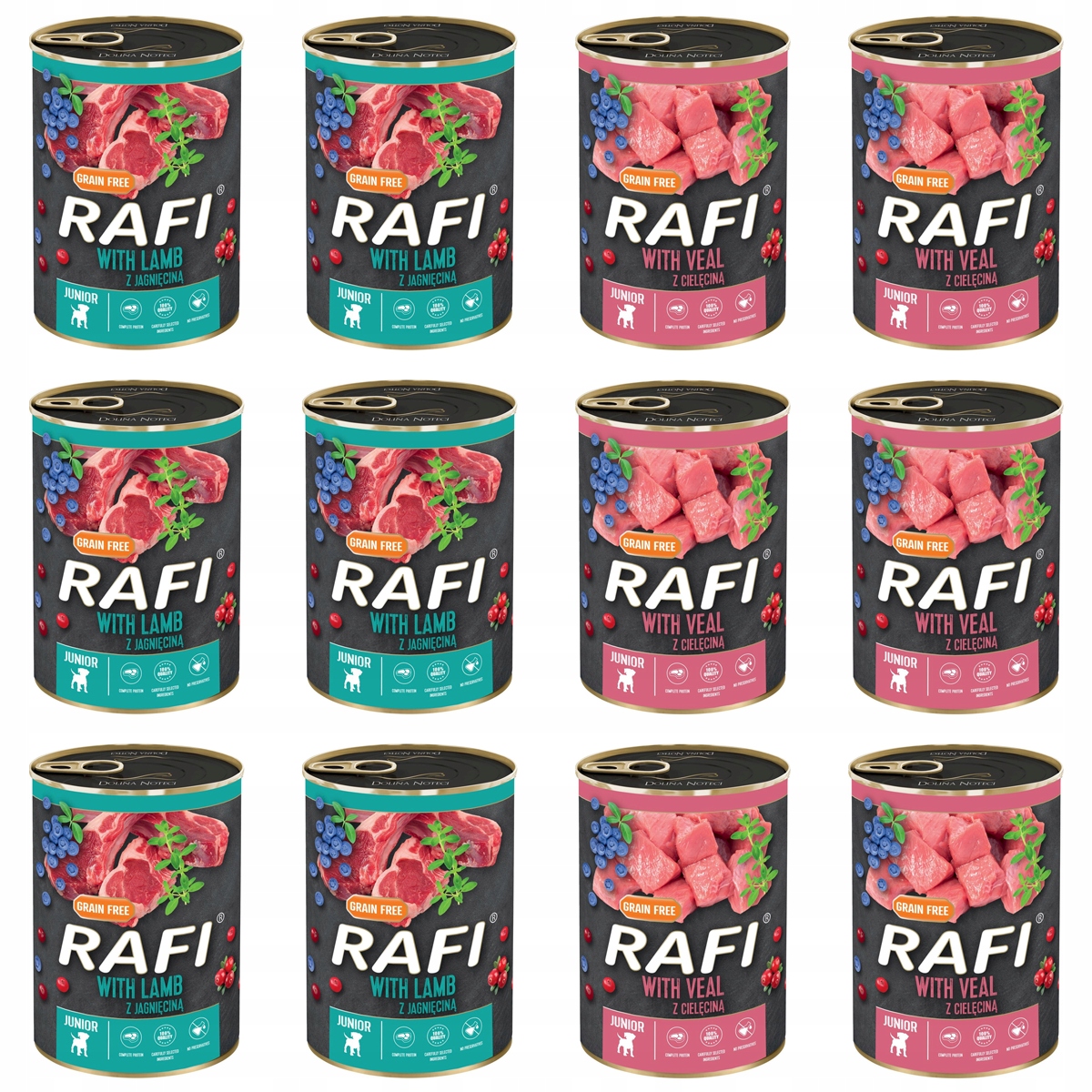 Levně Dolina Noteci Rafi Junior Krmivo MIX Chutí 12x400G krmivo pro štěňata