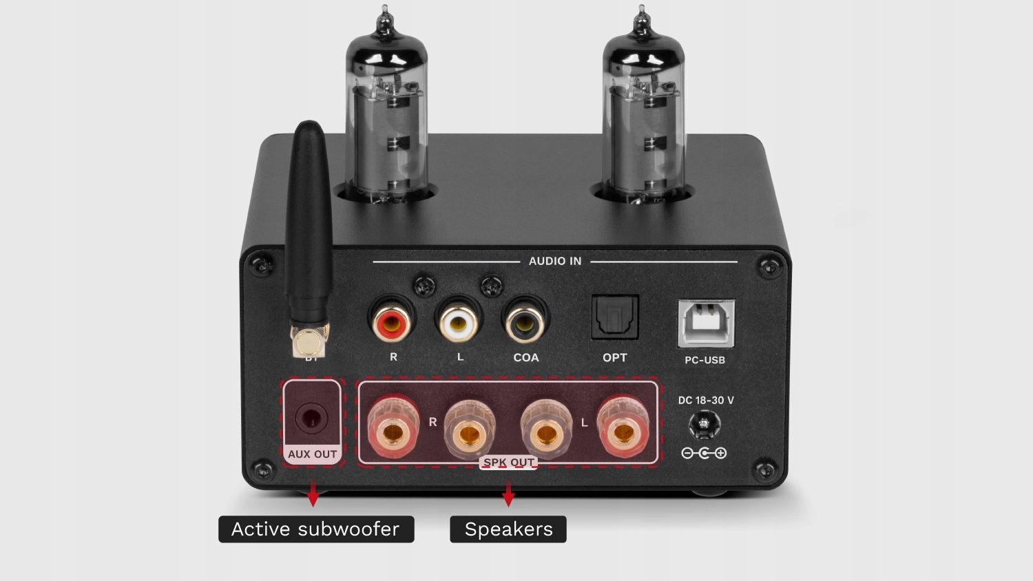 WZMACNIACZ LAMPOWY STEREO MOCNY 2 X 100W DWUKANAŁOWY BLUETOOTH AUX USB RCA Waga produktu 0.66 kg