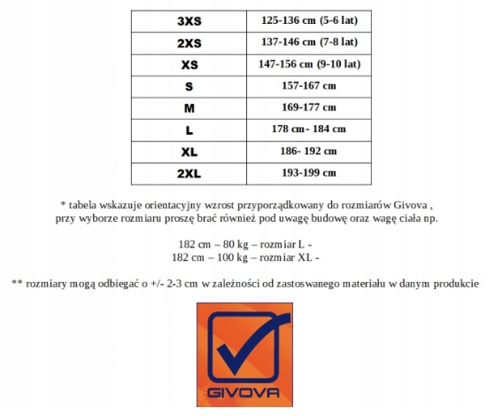 DRES PIŁKARSKI SPORTOWY GIVOVA VISA ROSS r.M Kod producenta TR018