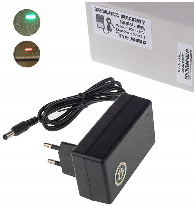 

Ładowarka Sieciowa Zasilacz 12.6V 2A (5.5x2.1)