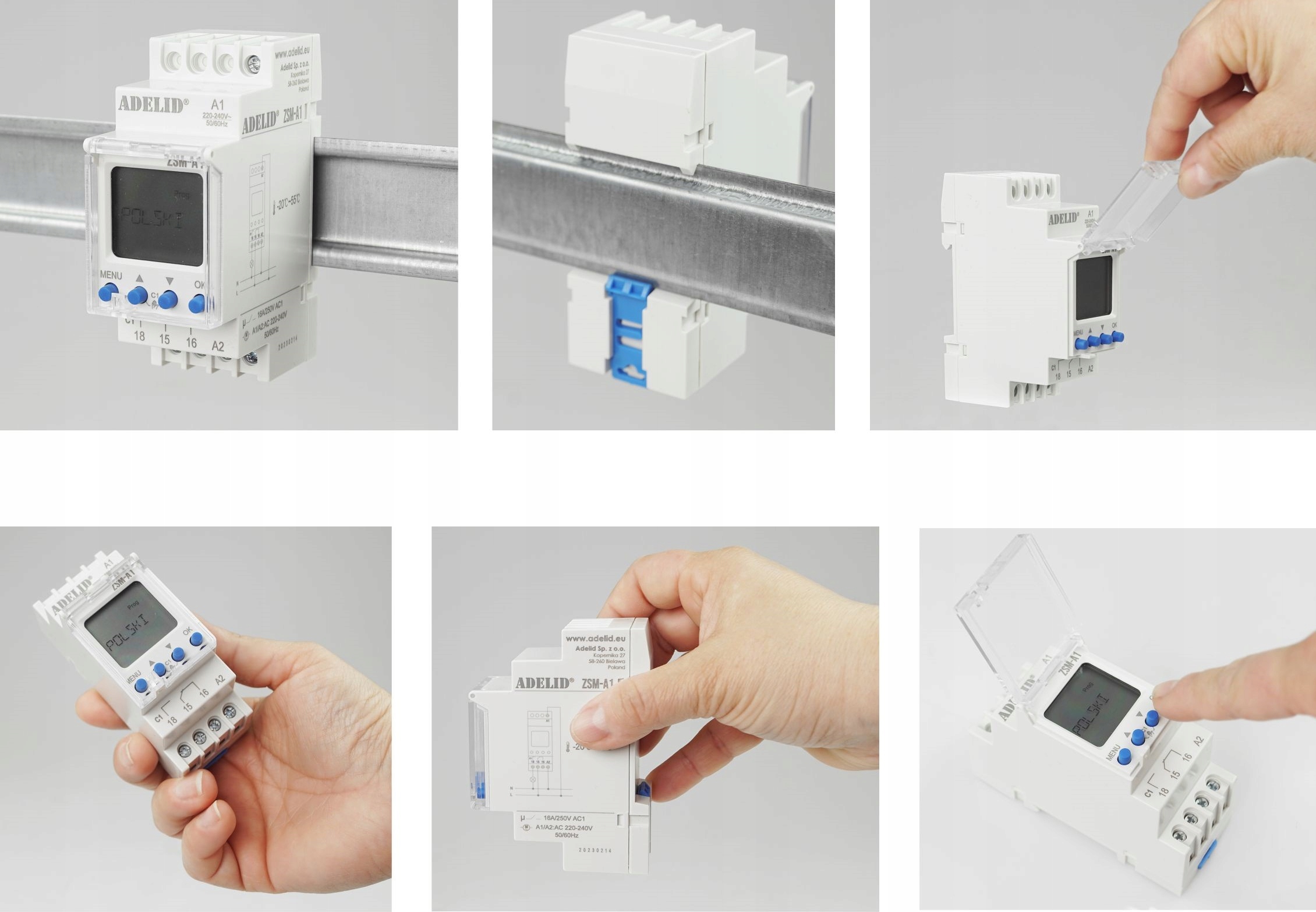 ZEGAR CZASOWY ASTRONOMICZNY PROGRAMATOR NA SZYNĘ Stopień ochrony IP IP20