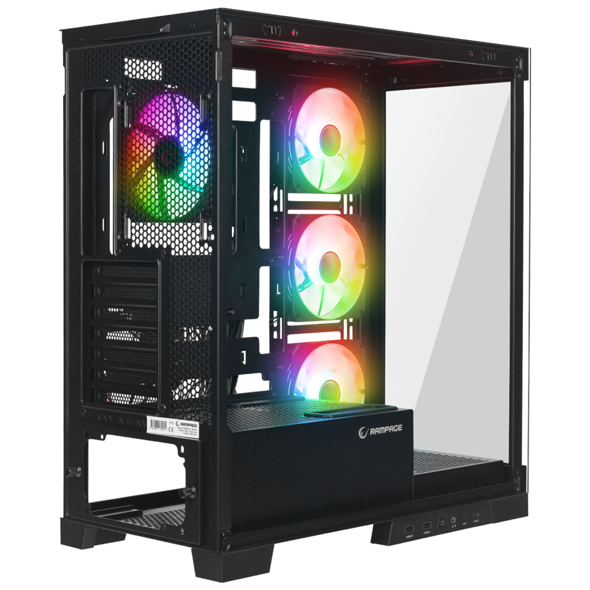 Rampage Hydra V2 Pc kryt akvária 4x ventilátor Argb čierny