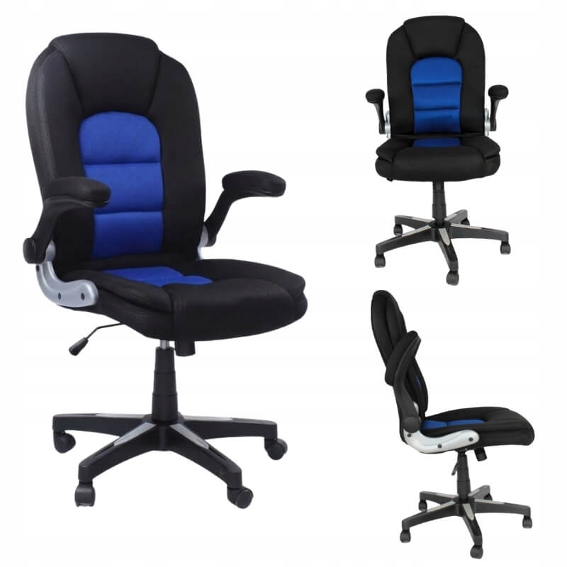 Fotel Obrotowy do biurka krzesło gamingowe Niebieskie czarne L204