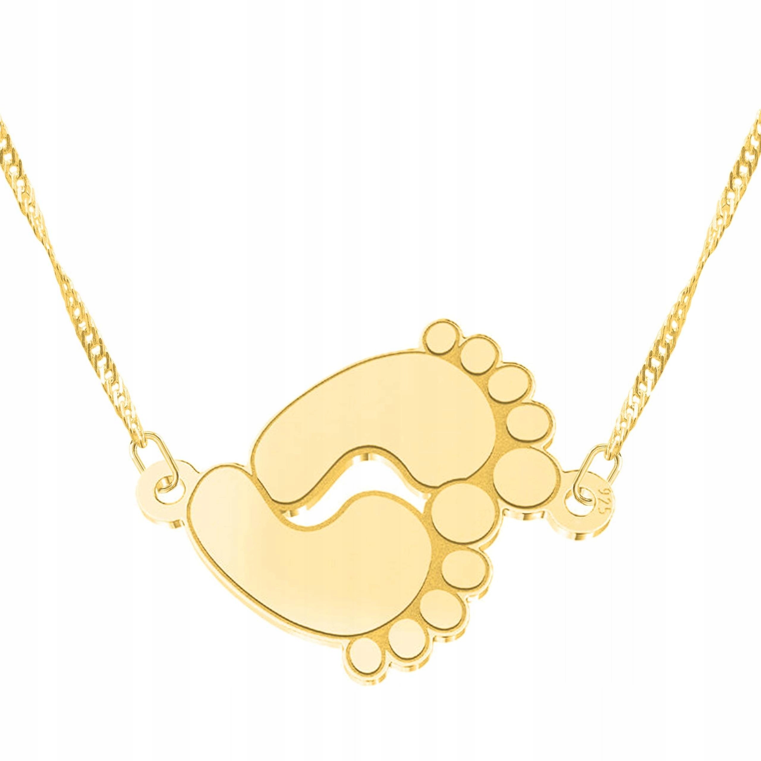 Zlatý náhrdelník s dětskými chodidly a chodidly pro děti Stříbro 925