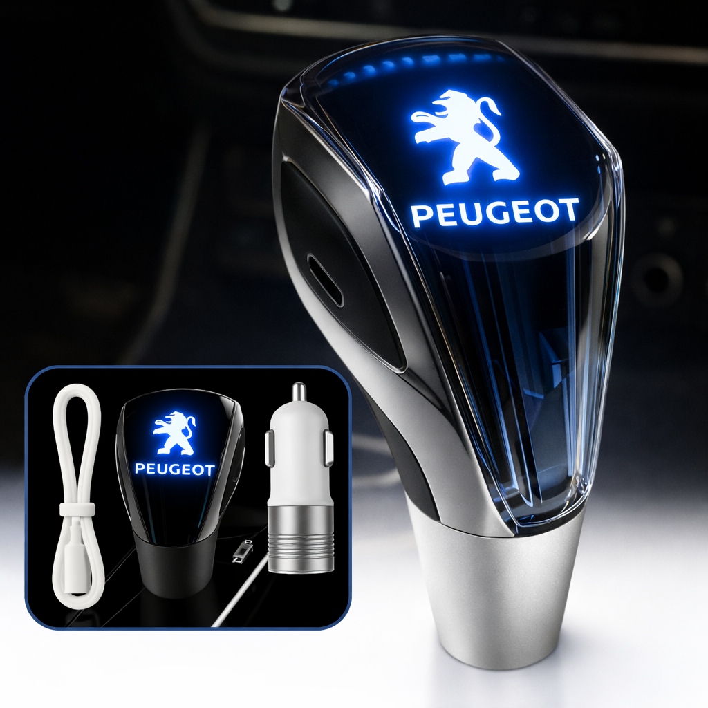 GAŁKA ZMIANY BIEGÓW LED PEUGEOT PODŚWIETLANA GŁOWICA DO AUTA PREMIUM MOCNA