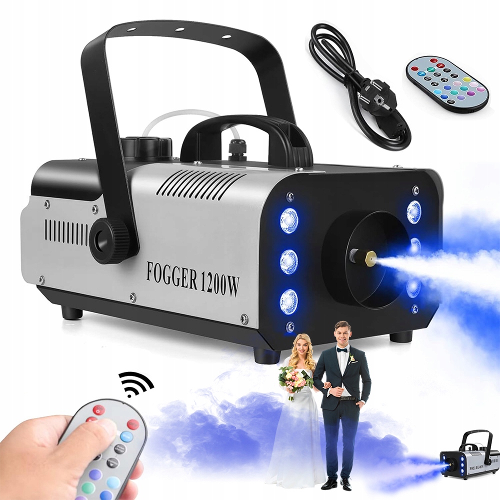 Stroj Na Kouř 1200W Rgb 6 Barev S Dálkovým Ovládáním, Velký Objem Kouře Pro Kluby