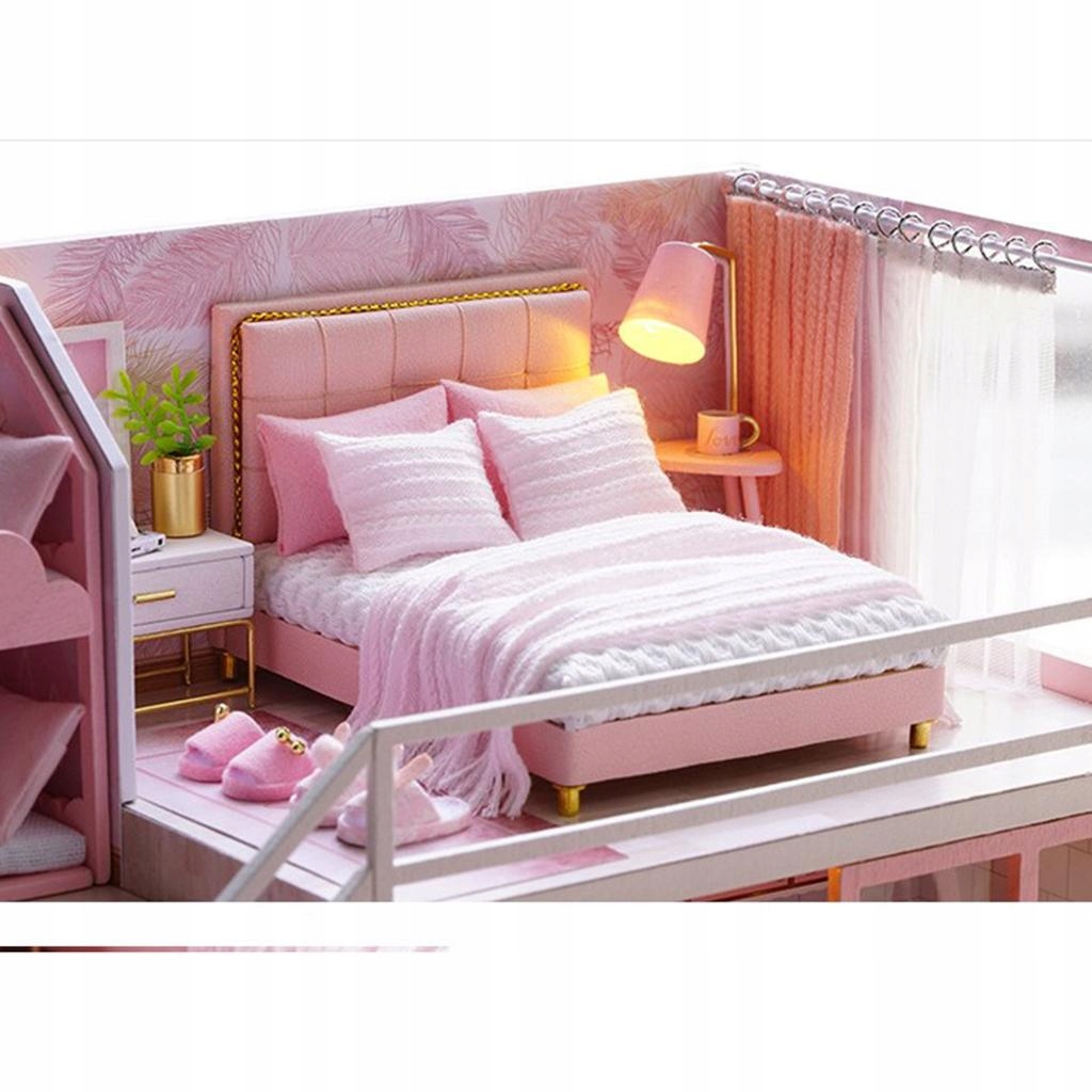 DIY miniaturowy dla lalek Różowy Materiał drewno