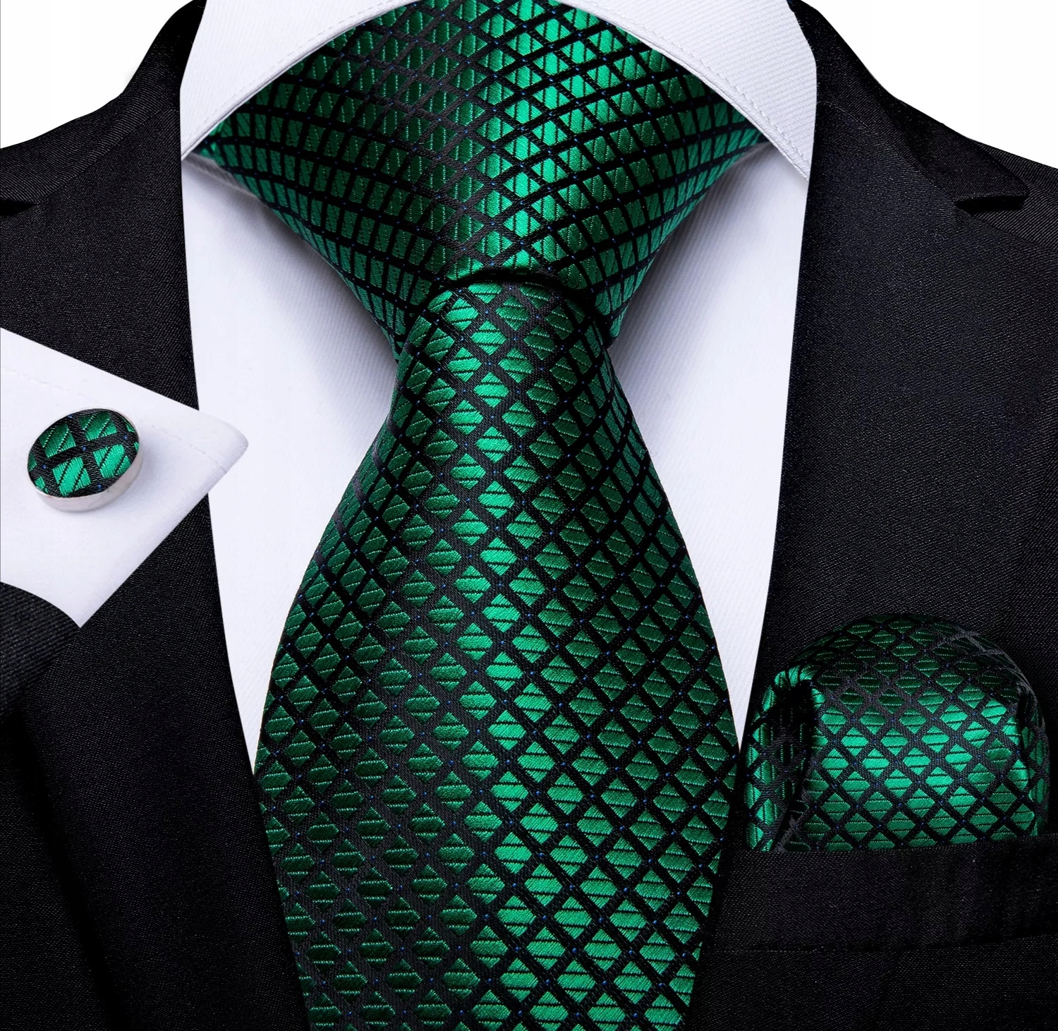 ELEGANCKI ZESTAW Żakardowy Męski KRAWAT + POSZETKA + SPINKI wys24h