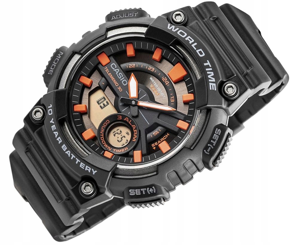 Sportowy Zegarek Z Telememo Casio AEQ-110W-1A2 WR100 Alarm +box