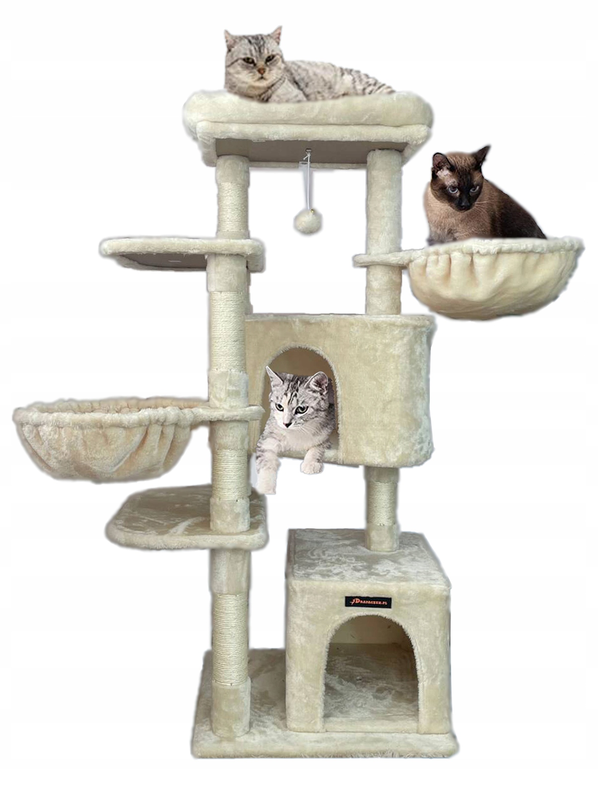 Levně Drapak Pro Kočky Domeček Budka Pelíšek Strom 130 cm