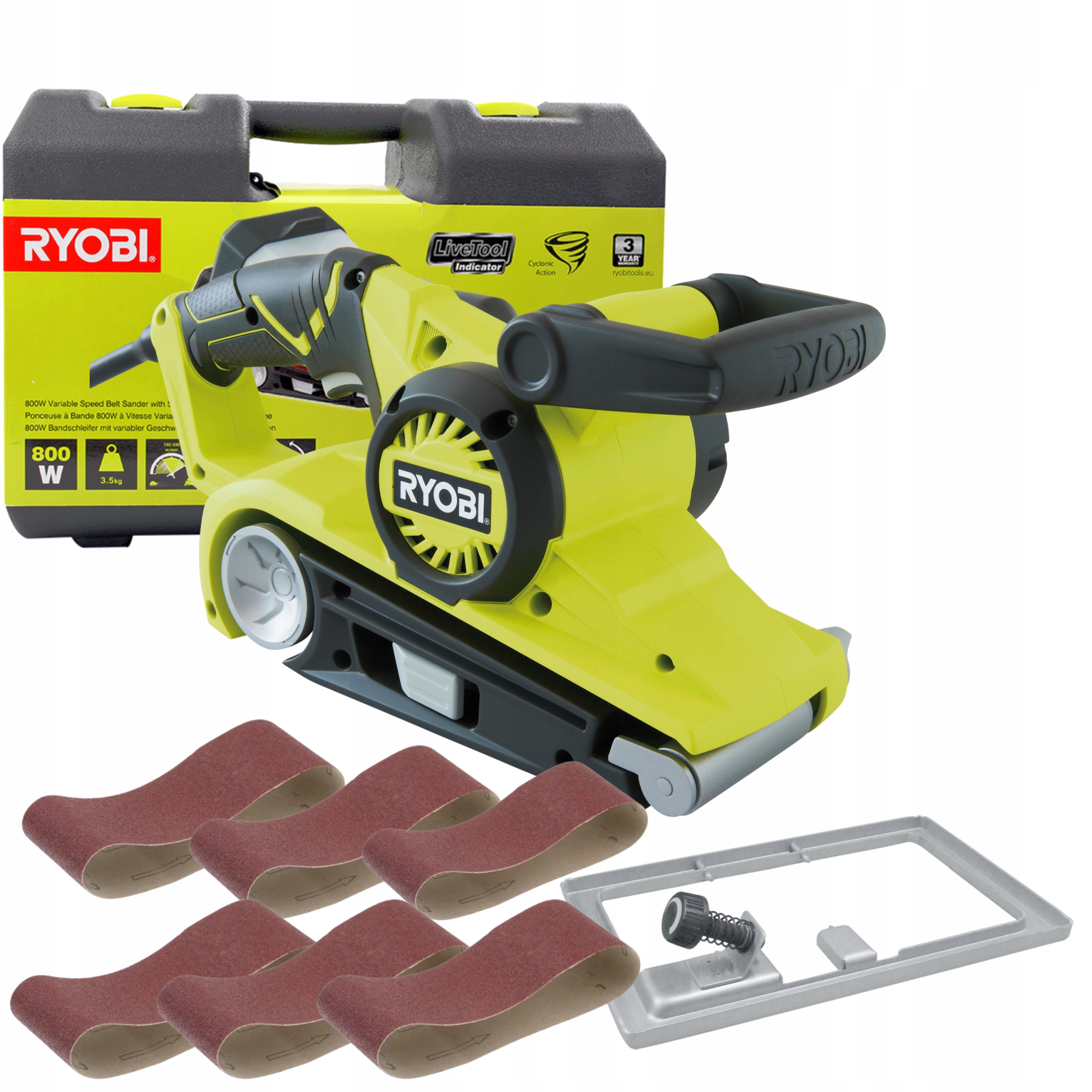

Szlifierka Taśmowa Ryobi EBS800V 800W 3 pasy