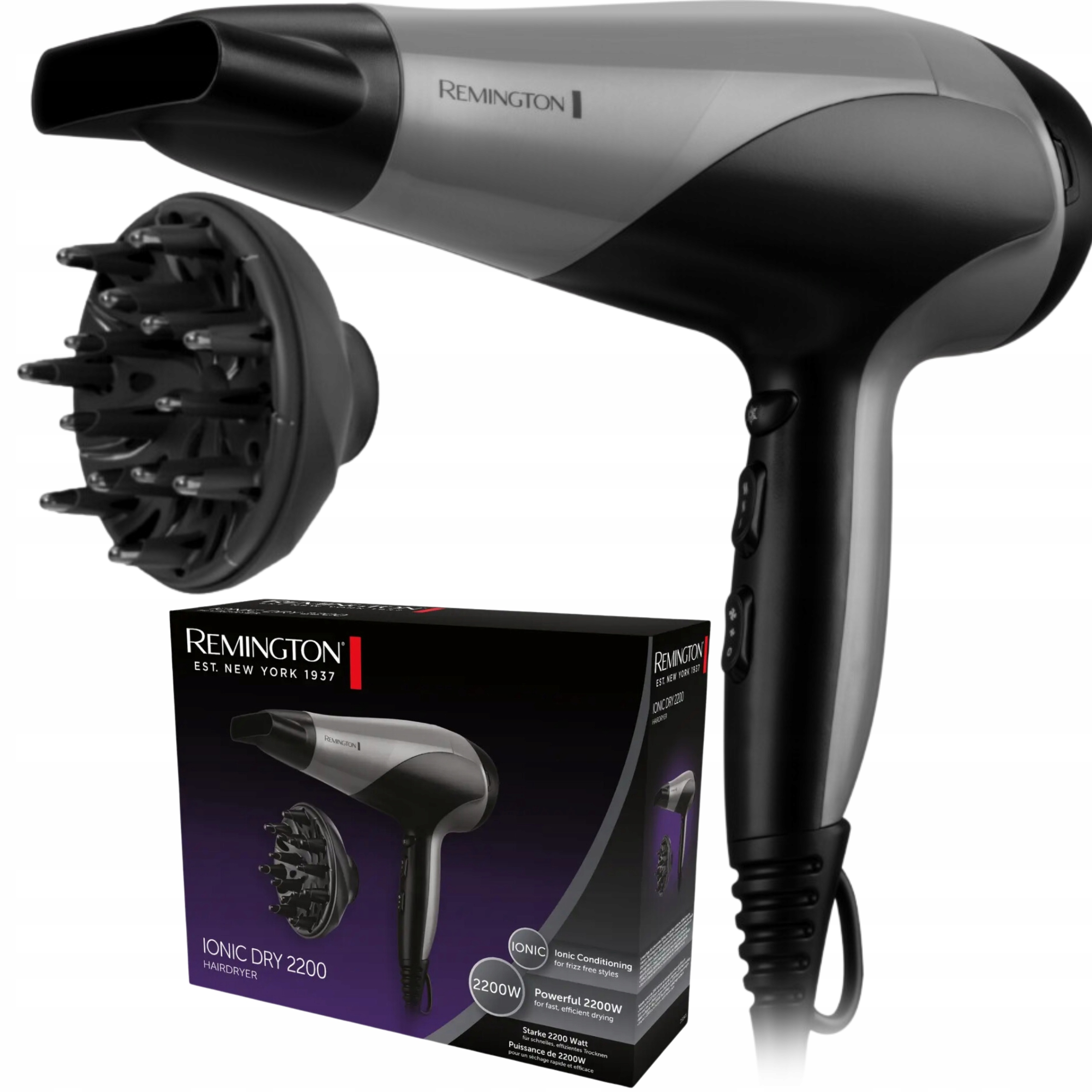 Suszarka Do Włosów Remington Z Jonizacją Dyfuzorem Do Kręconych Włosów 2W1