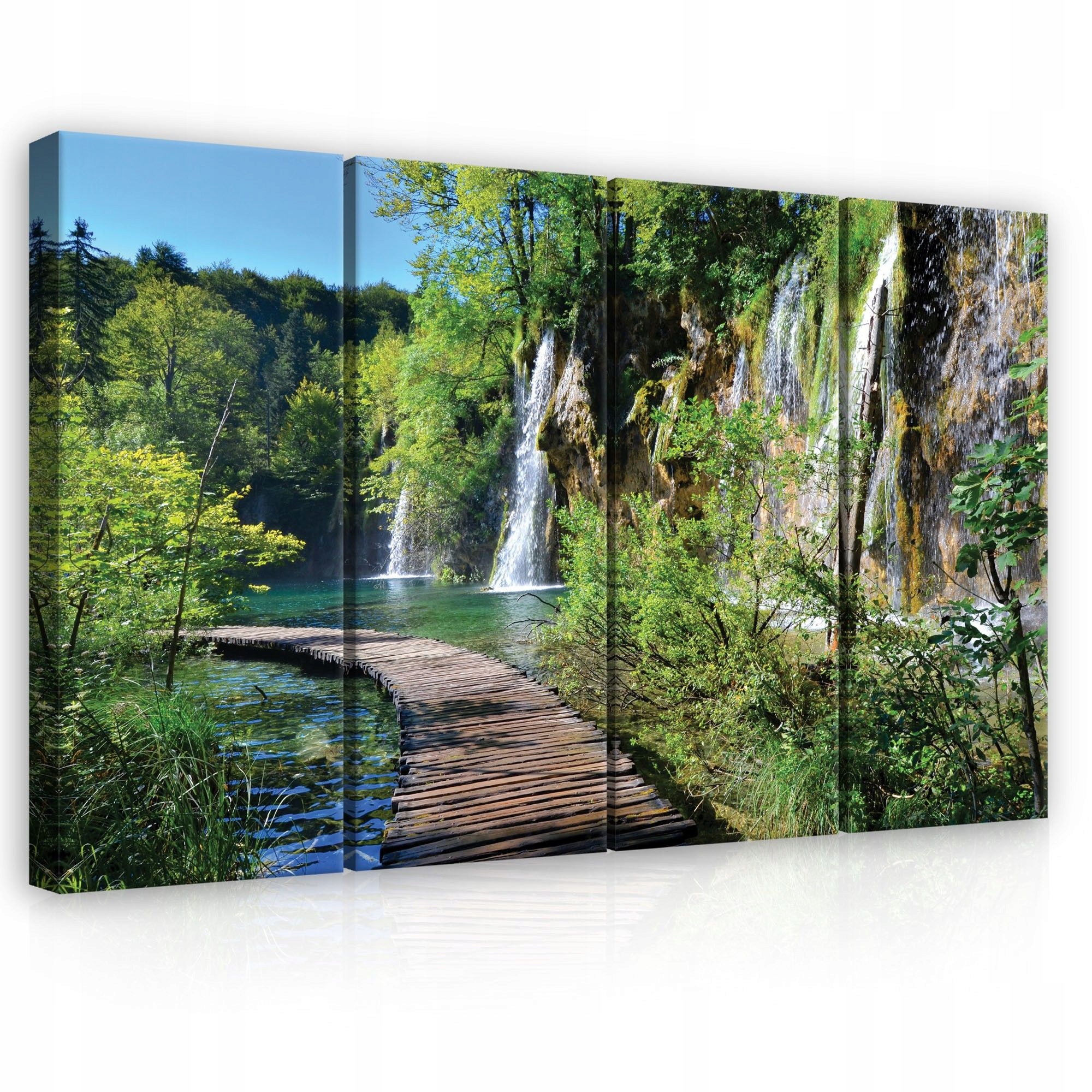 Obraz 120x80 Vodopád jazero drevený chodník príroda krajina Chorvátsko