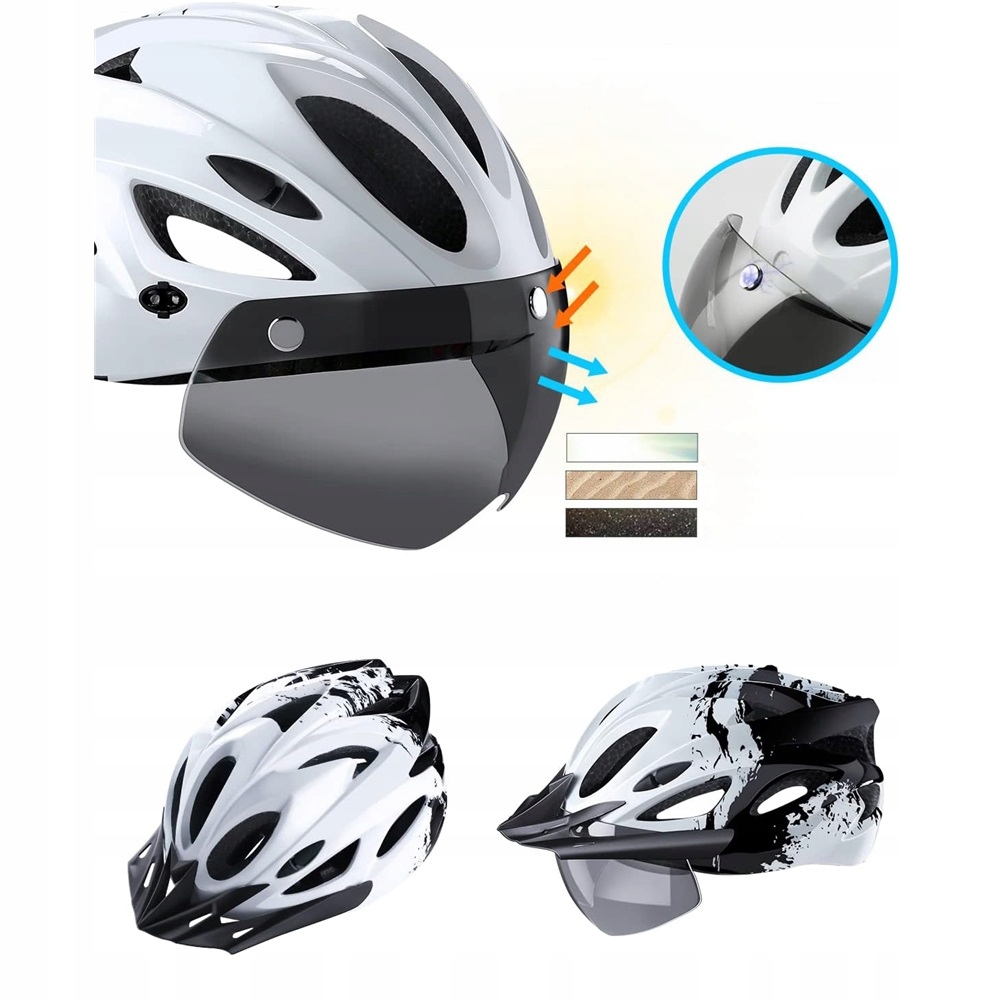 ВЕЛОСИПЕДНИЙ ШОЛОМ МТБ З МАГНІТНИМИ СКЛАМИ ТА USB-СВІТЛОМ 57-62 СМ