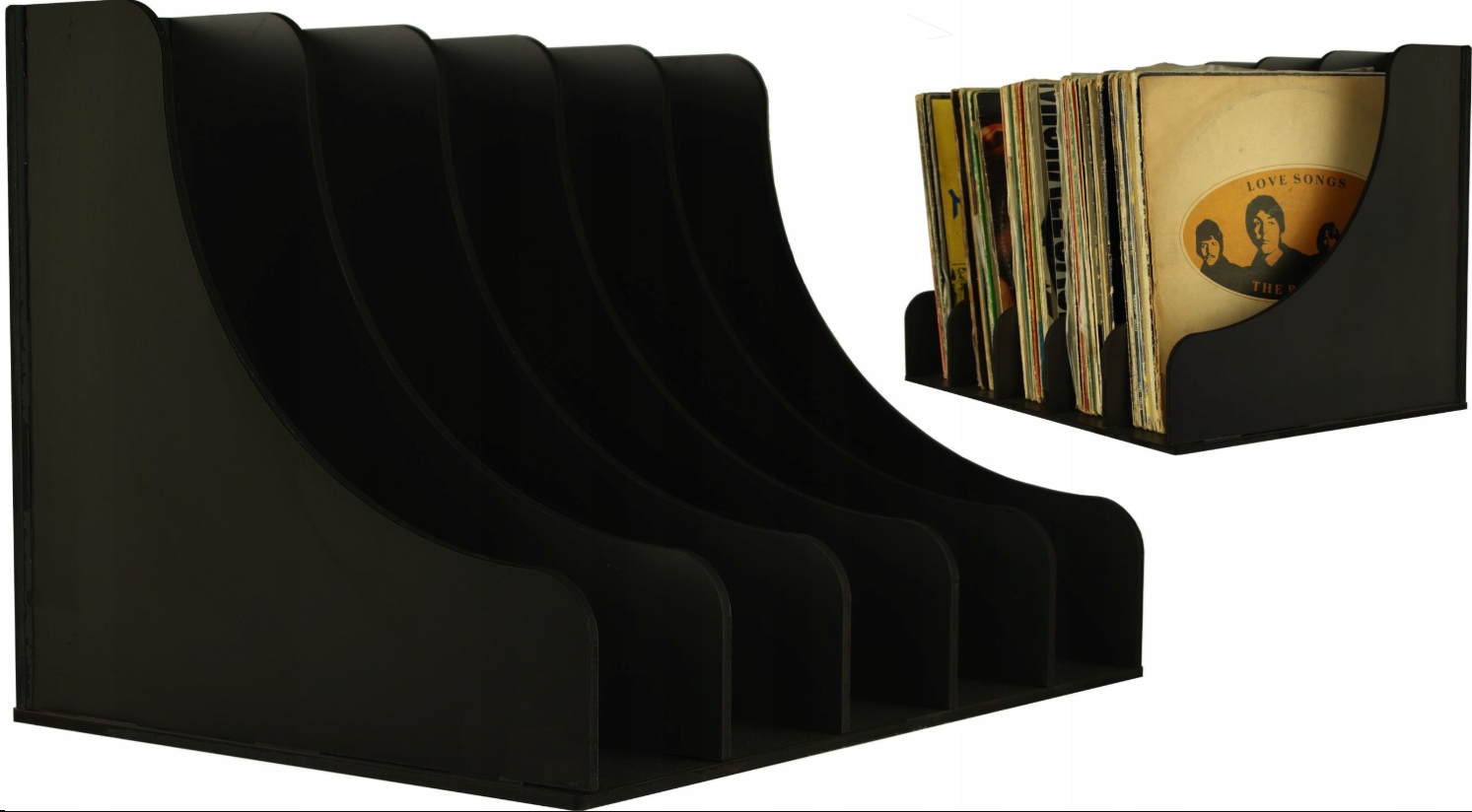 Stojak Na Płyty Winylowe Organizer Winyle Czarny 125 płyt 50 cm