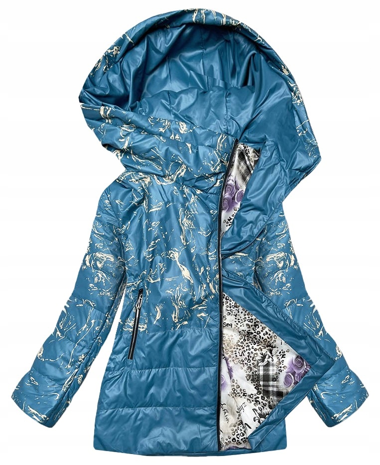 Dámská Bunda S Potiskem 7769 Modrá XXL (44)