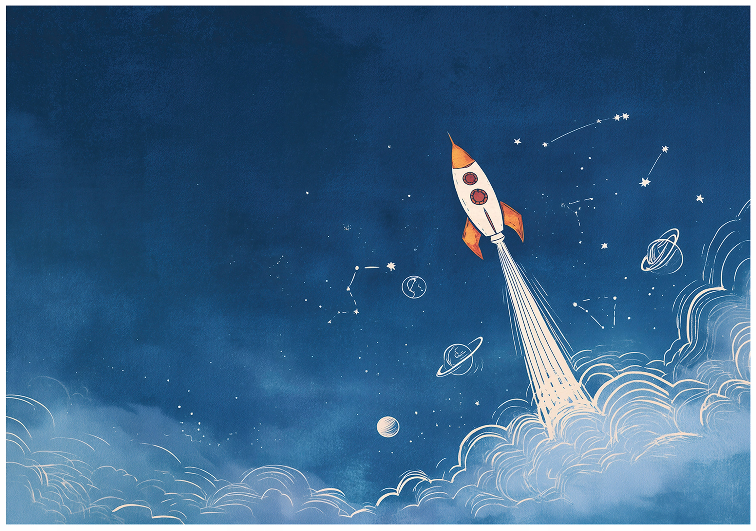 Fototapeta Pro Děti Chlapce Vesmír Raketa Tapeta Dětská 350x250