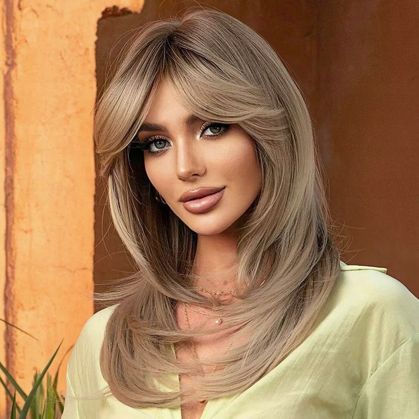 Dámská Paruka Premium Blond Dlouhé Vlasy S Umělým Syntetickým Dopňkem