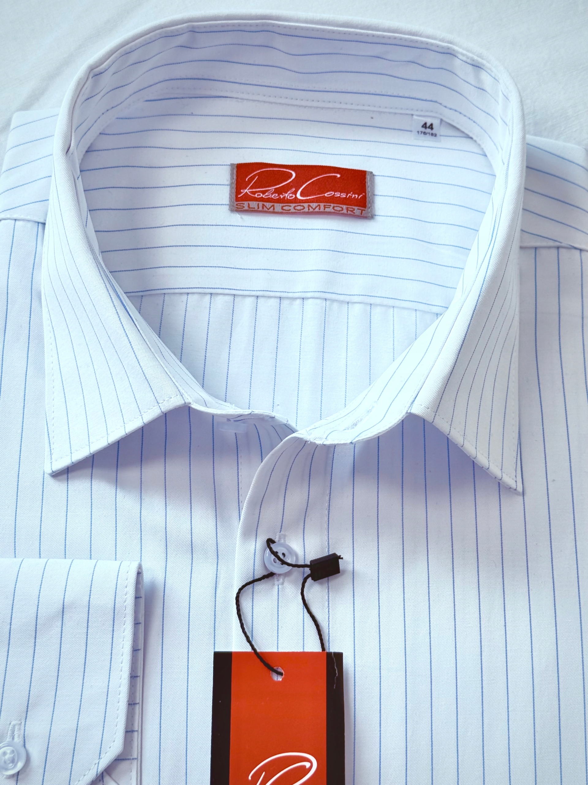 Roberto Cossini pánská košile Slim bílá s pruhy, délka rukávů 44 176/182 66019/1