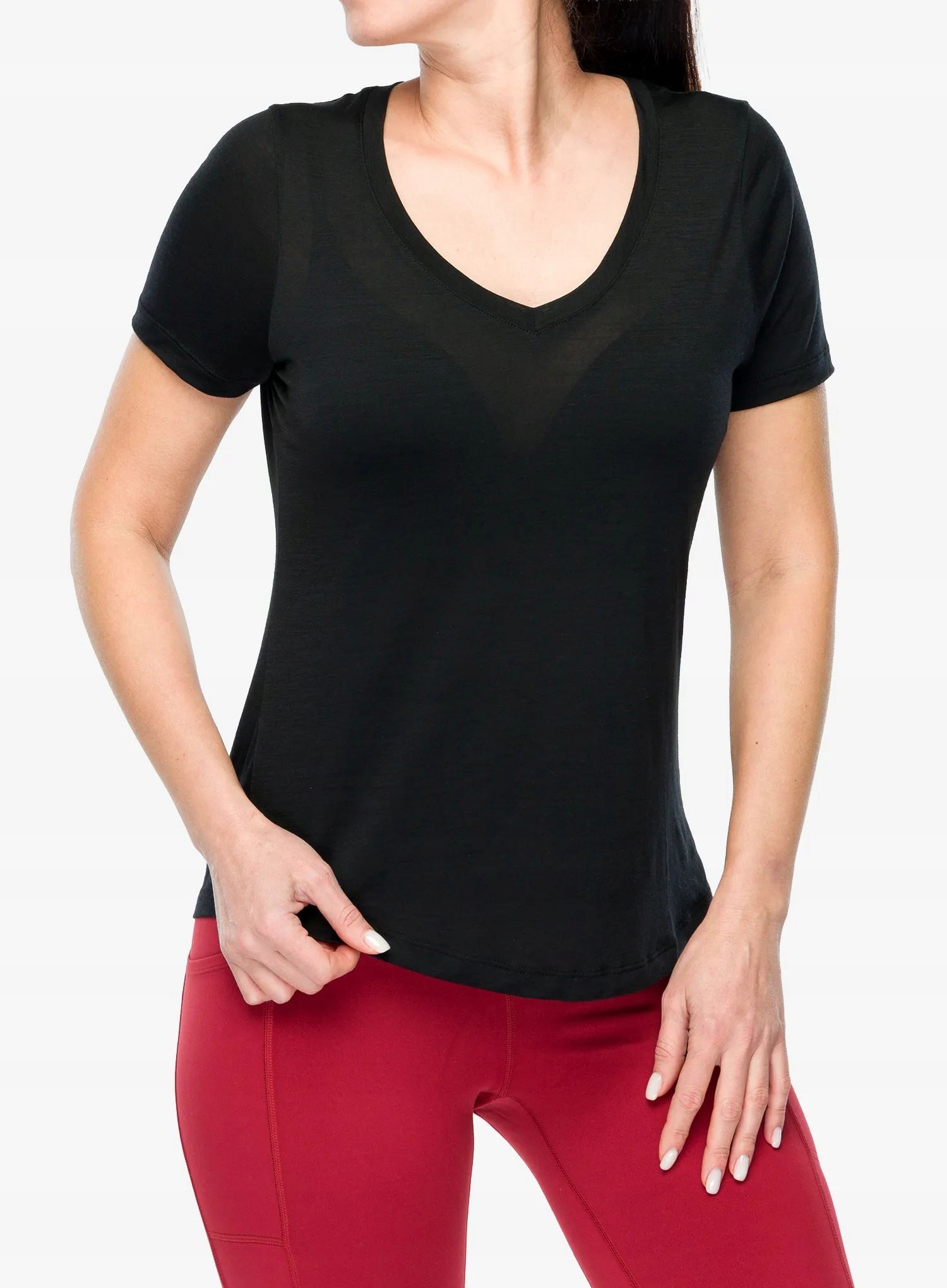 Dámské tričko Smartwool Active Ultralite V-Neck Short Sleeve černá M