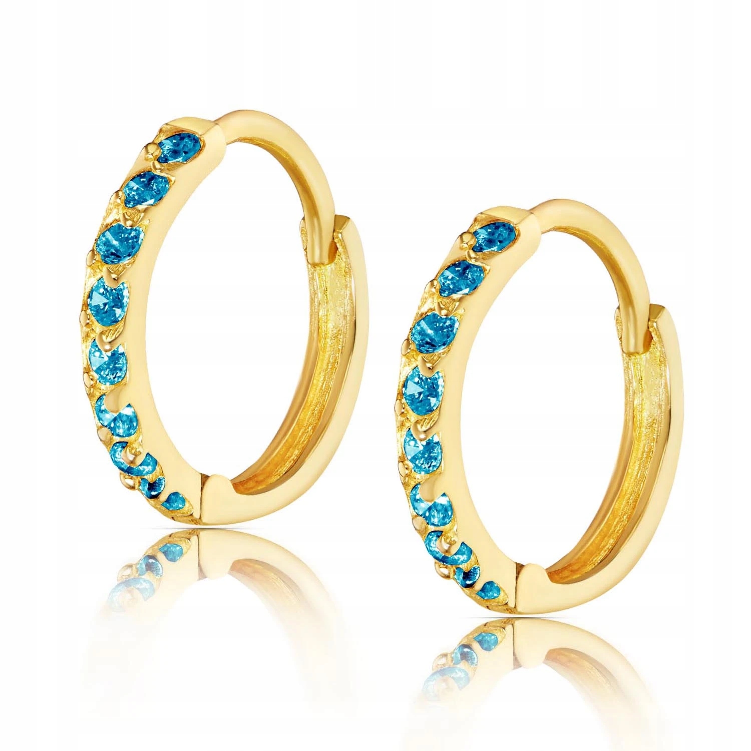 Zlaté Náušnice ryzost 585 pro dívky s tyrkysovou barvou